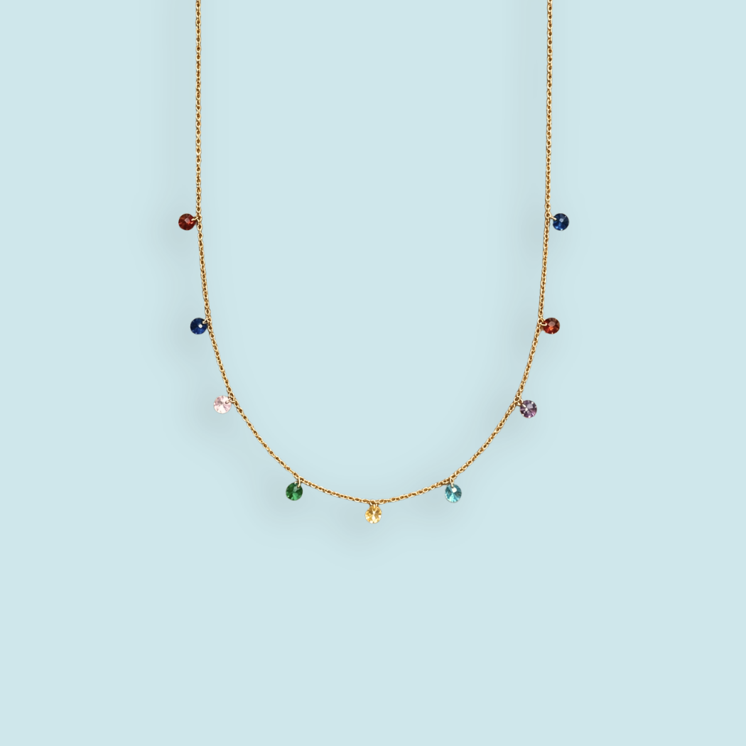 Tiny Multicolor Crystal Choker