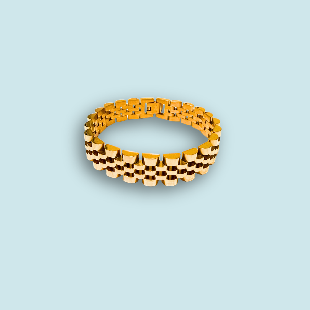 Gold Steel Link Bracelet