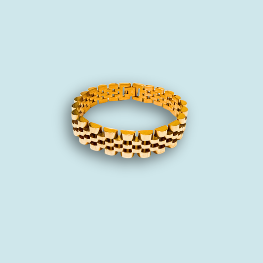 Gold Steel Link Bracelet