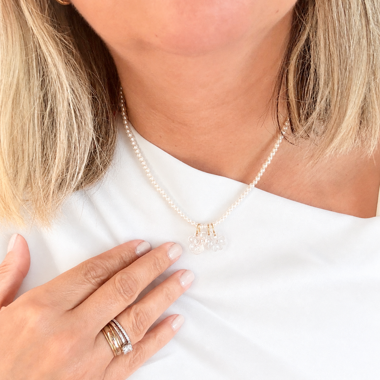 Mini Charms Pearl Necklace