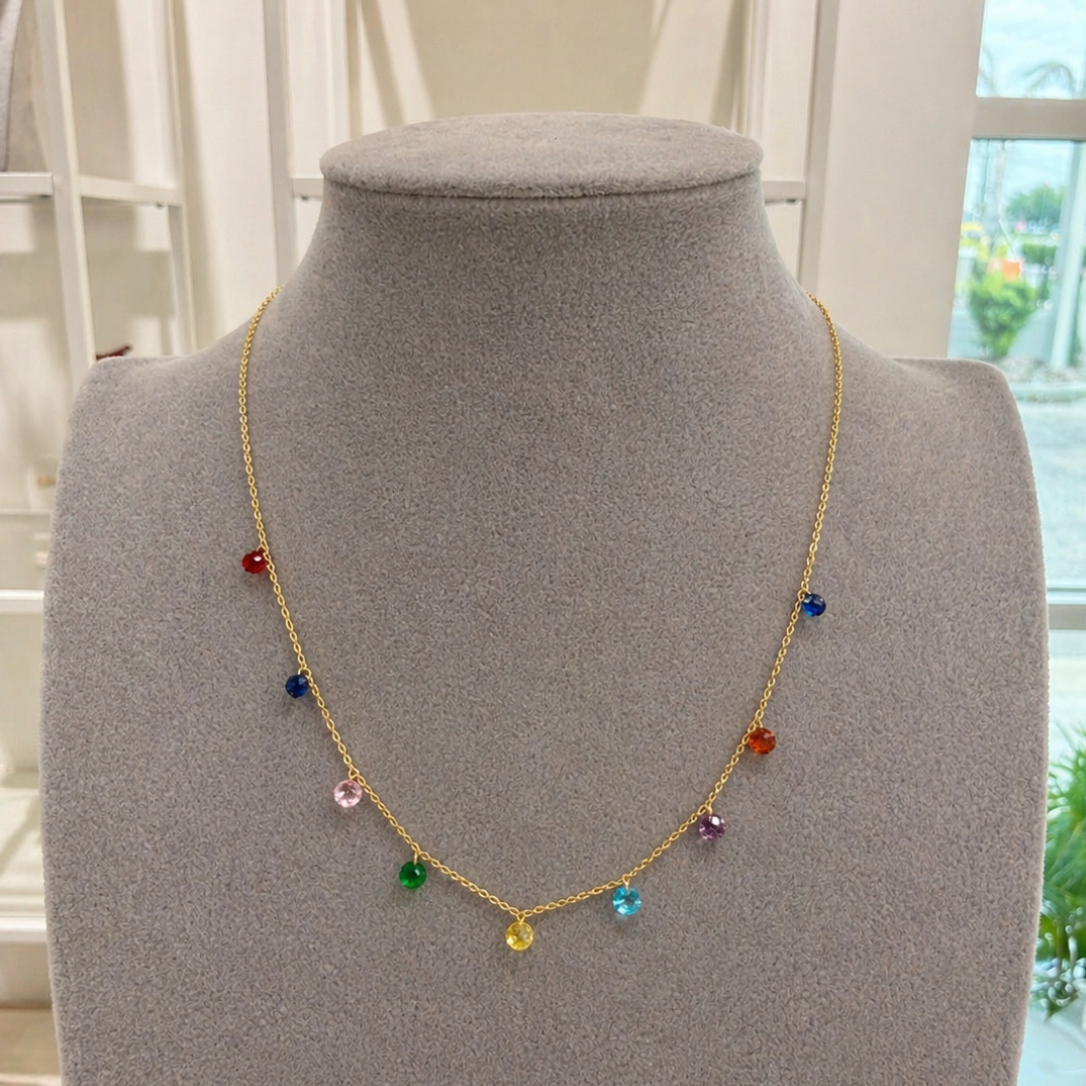 Tiny Multicolor Crystal Choker