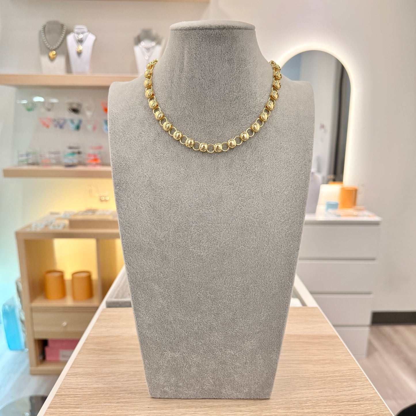 Gold Bead Pearl Necklace