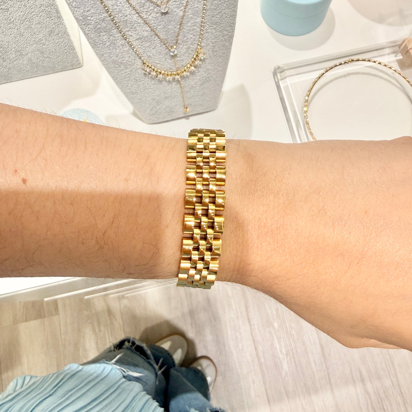 Gold Steel Link Bracelet