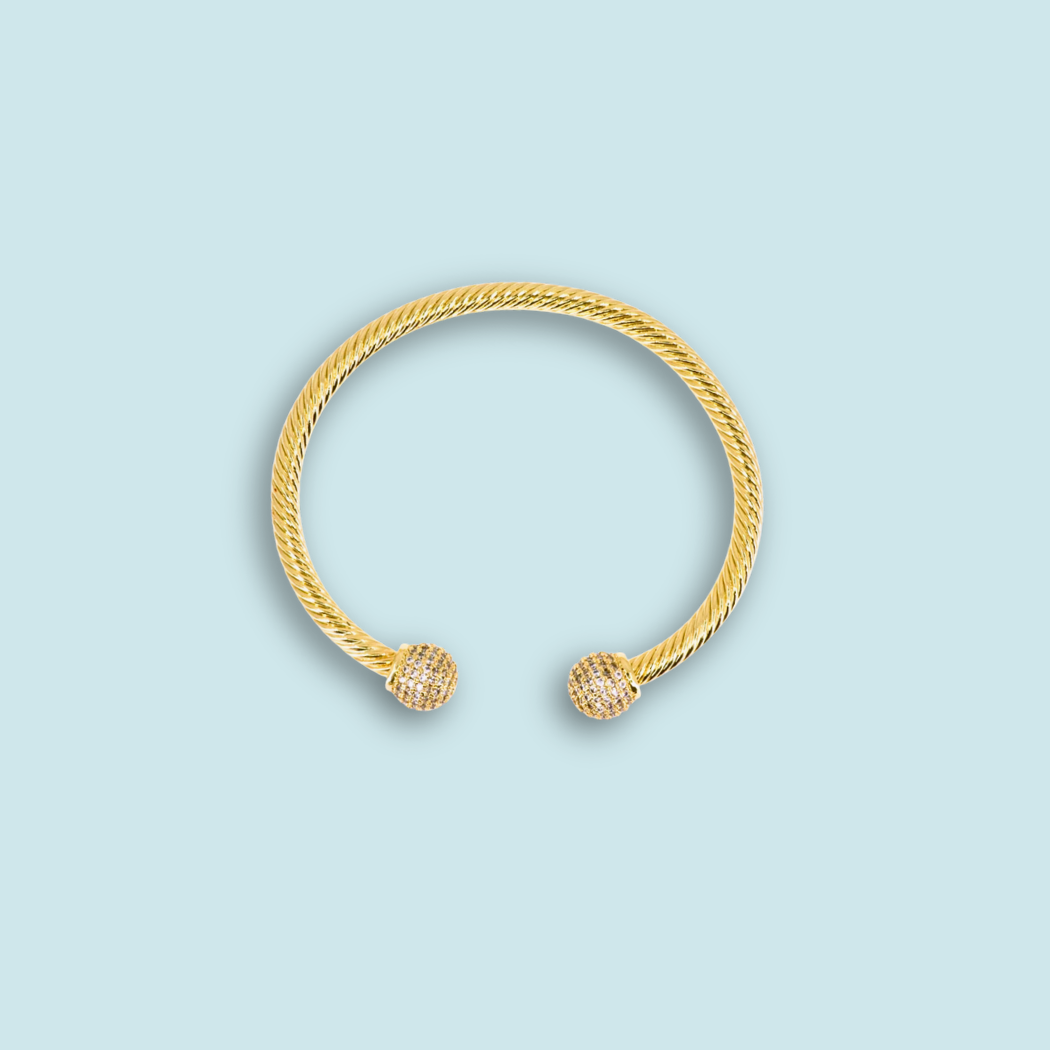 Cable Shiny Bead Bracelet