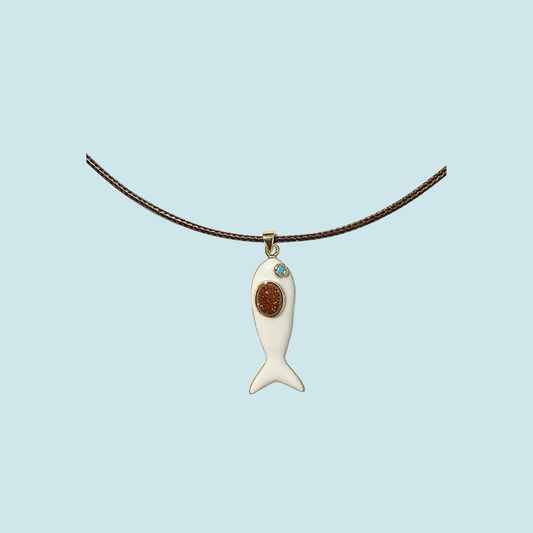 Obsidiana fish leather cord