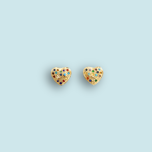 Mini rainbow heart earrings